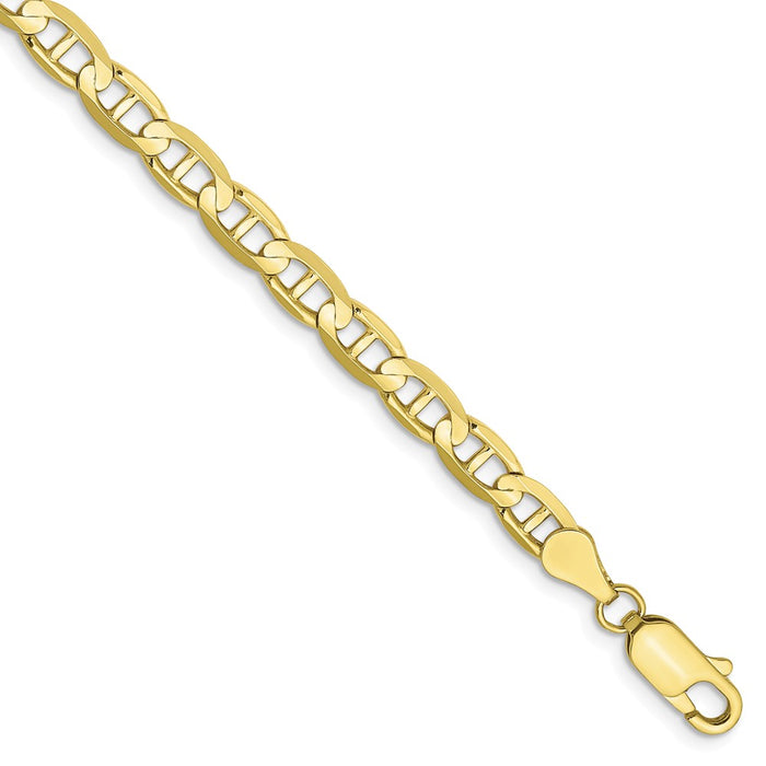 Million Charms 10k Yellow Gold 4.5mm Concave Anchor Chain, Chain Length: 7 inches