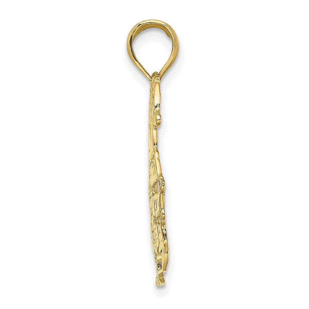 Million Charms 10K Yellow Gold Themed Polished Christmas Tree & Santa Pendant