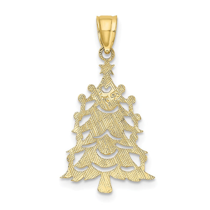 Million Charms 10K Yellow Gold Themed Polished Christmas Tree Pendant