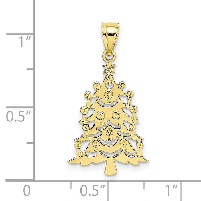 Million Charms 10K Yellow Gold Themed Polished Christmas Tree Pendant