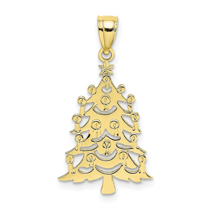 Million Charms 10K Yellow Gold Themed Polished Christmas Tree Pendant