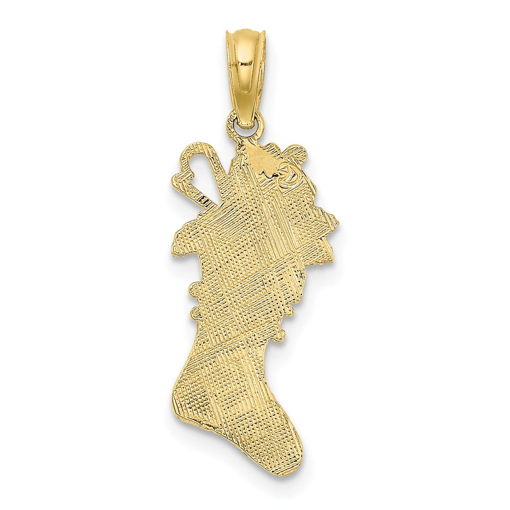 Million Charms 10K Yellow Gold Themed Polished Christmas Stocking Pendant