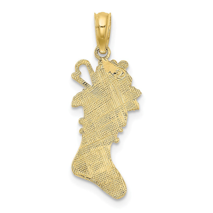 Million Charms 10K Yellow Gold Themed Polished Christmas Stocking Pendant