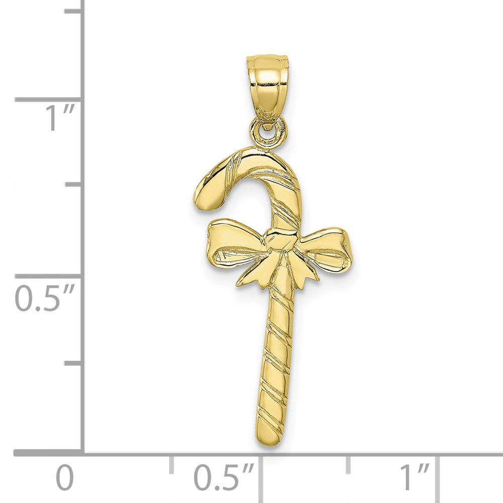 Million Charms 10K Yellow Gold Themed Solid Polished Candy Cane Pendant