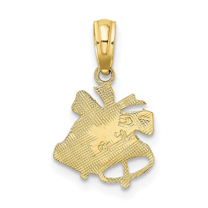 Million Charms 10K Yellow Gold Themed Polished Christmas Bells Pendant