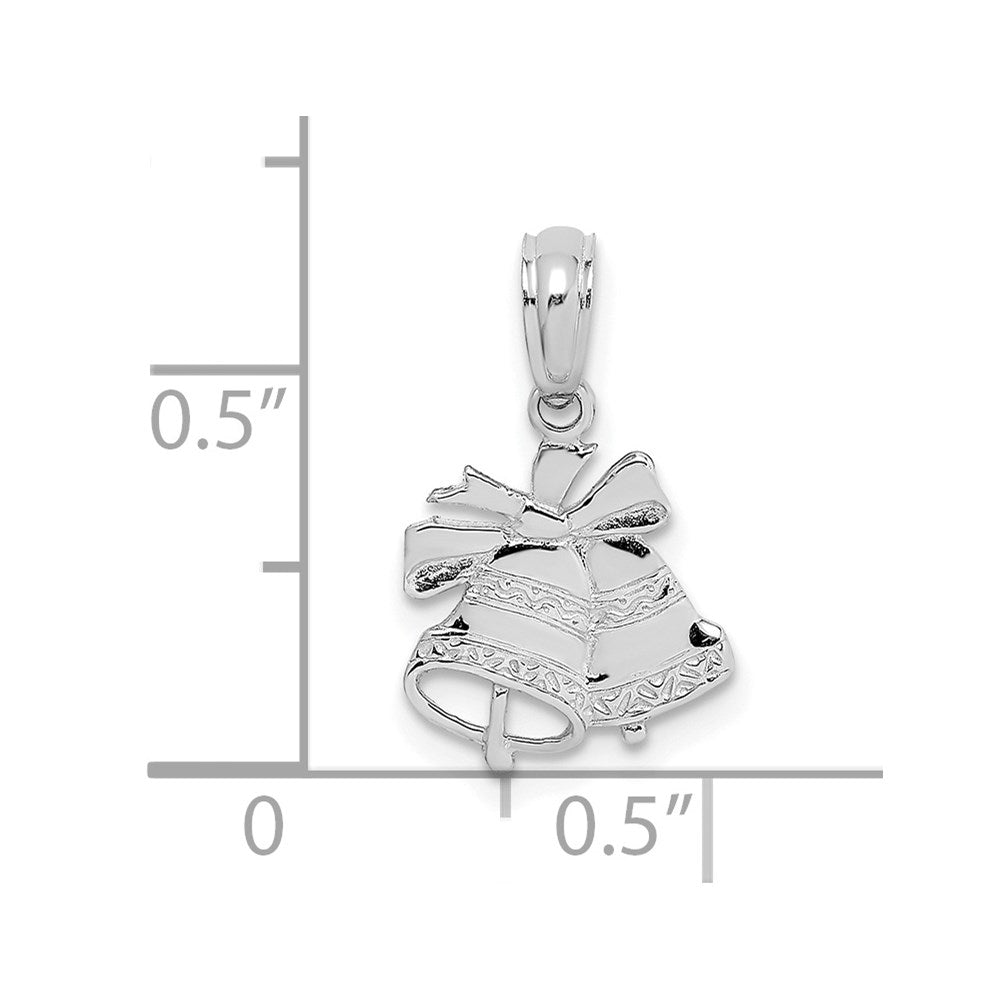 Million Charms 10K White Gold Themed Polished Christmas Bells Pendant