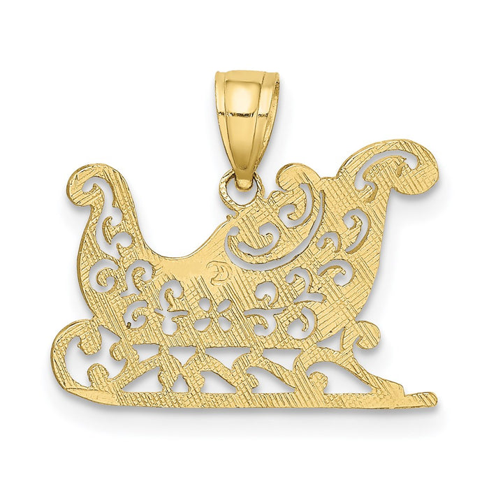 Million Charms 10K Yellow Gold Themed Polished Sleigh Pendant