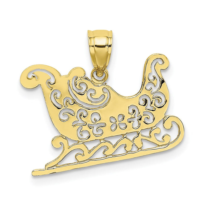 Million Charms 10K Yellow Gold Themed Polished Sleigh Pendant