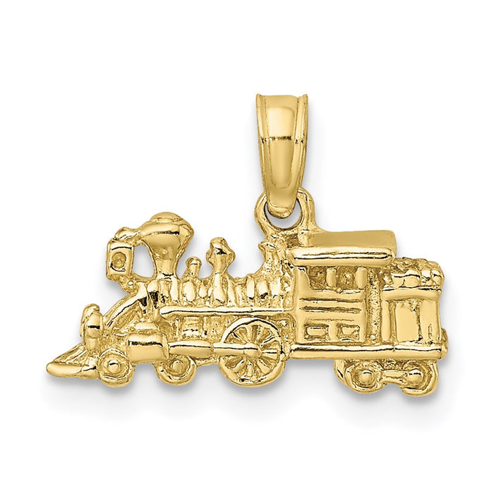 Million Charms 10K Yellow Gold Themed 3-D Locomotive Pendant