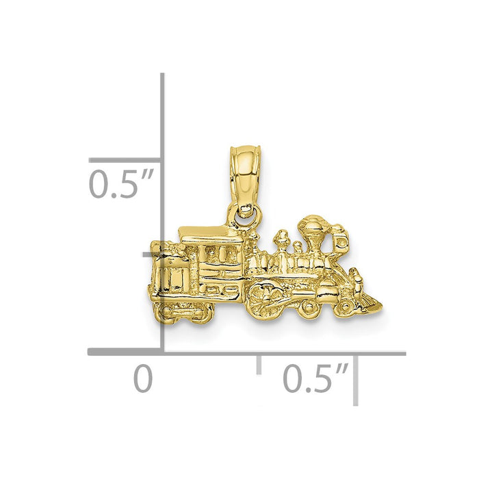 Million Charms 10K Yellow Gold Themed 3-D Locomotive Pendant