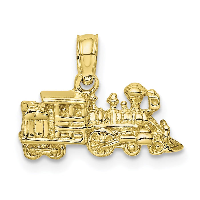 Million Charms 10K Yellow Gold Themed 3-D Locomotive Pendant