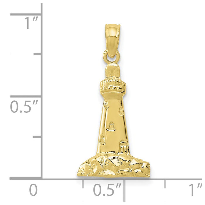 Million Charms 10K Yellow Gold Themed Lighthouse Pendant