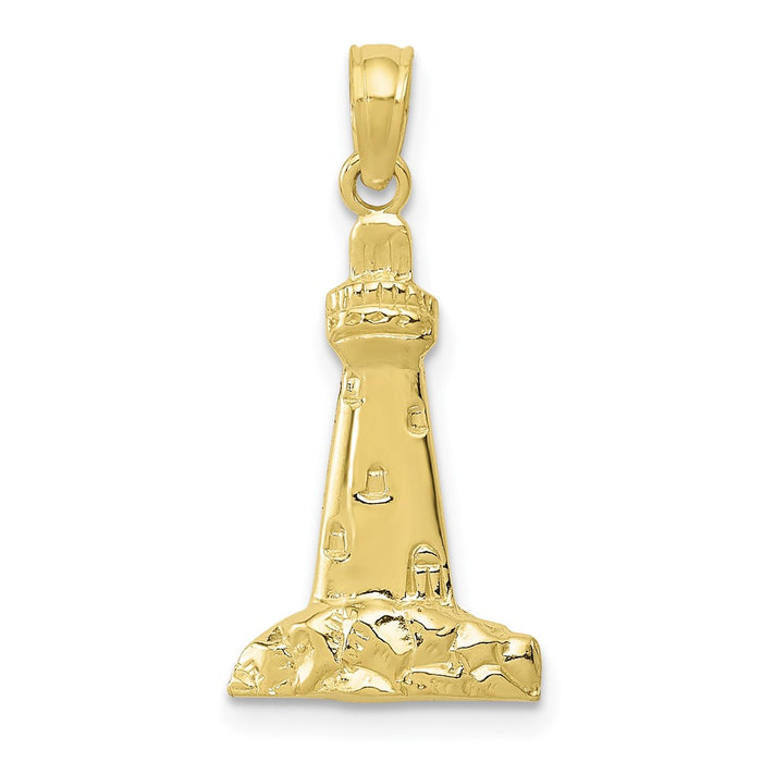 Million Charms 10K Yellow Gold Themed Lighthouse Pendant