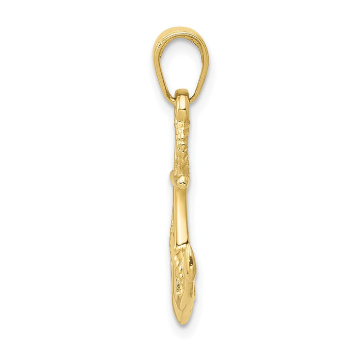 Million Charms 10K Yellow Gold Themed Solid Polished 3-Dimensional Nautical Anchor Pendant