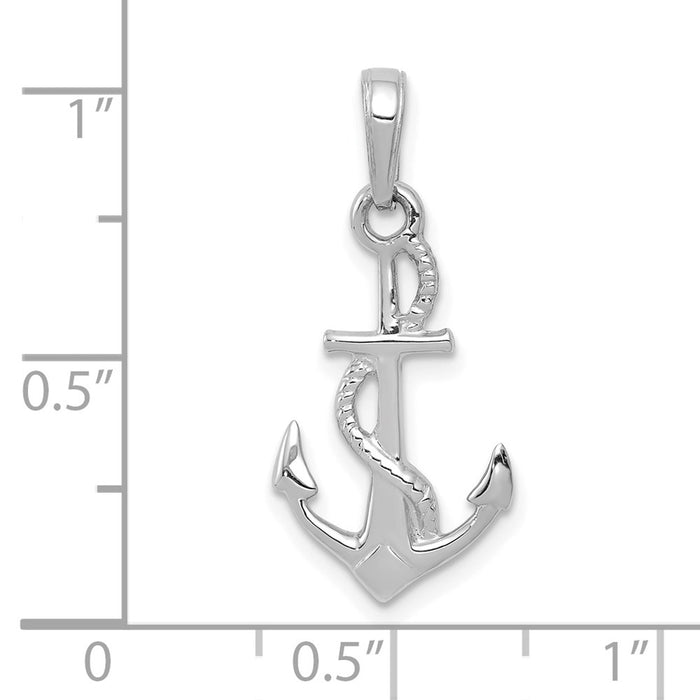 Million Charms 10K Yellow Gold Themed White Gold Themed Solid Polished 3-Dimensional Nautical Anchor Pendant