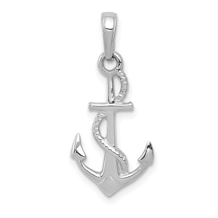 Million Charms 10K Yellow Gold Themed White Gold Themed Solid Polished 3-Dimensional Nautical Anchor Pendant