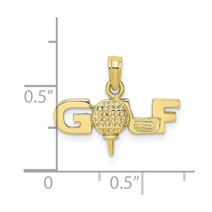 Million Charms 10K Yellow Gold Themed Solid Polished Sports Golf Pendant