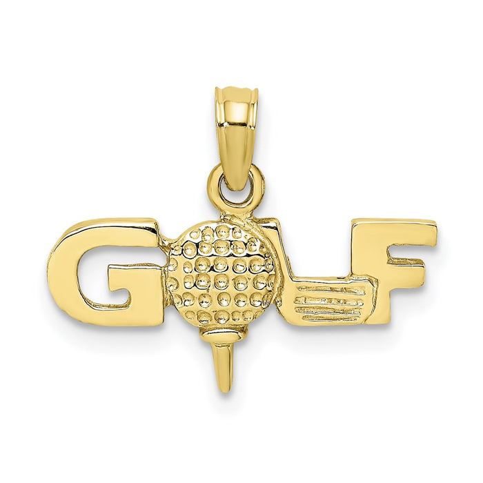 Million Charms 10K Yellow Gold Themed Solid Polished Sports Golf Pendant