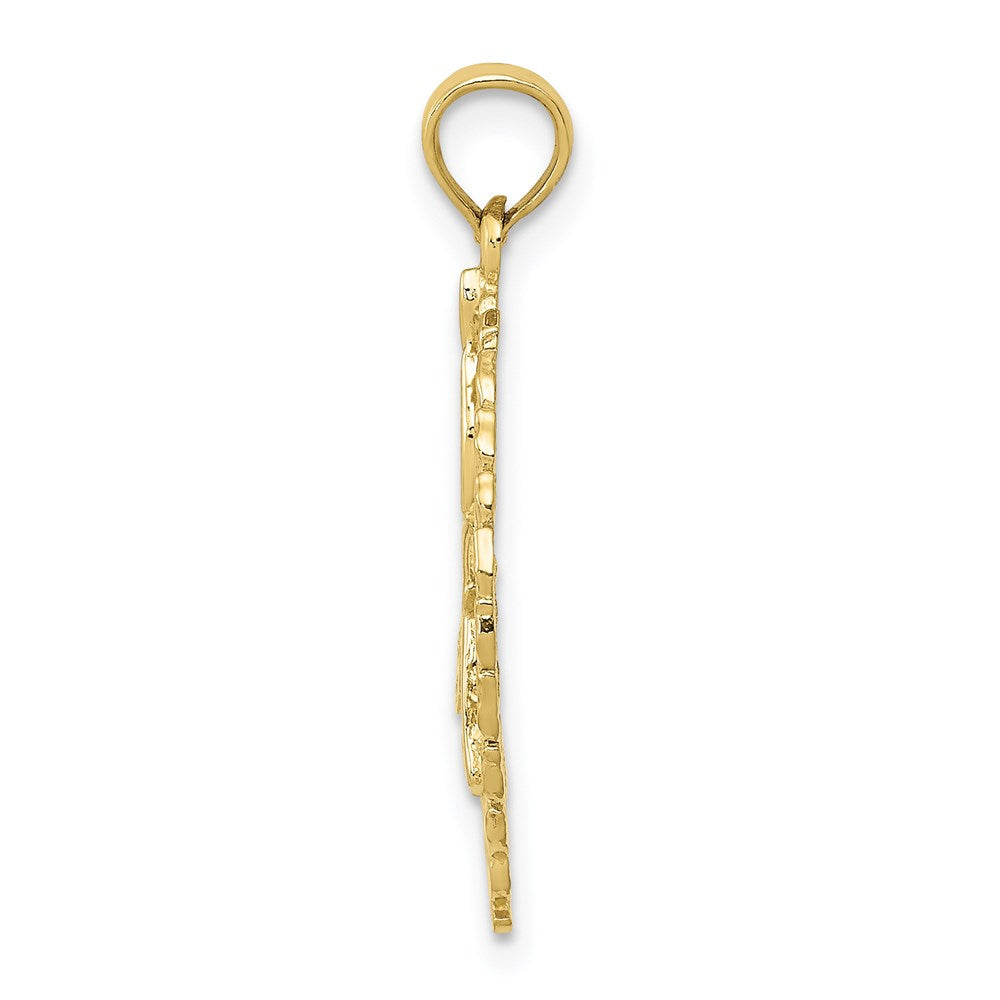 Million Charms 10K Yellow Gold Themed Solid Polished Framed Gymnast Pendant