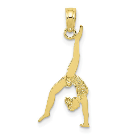 Million Charms 10K Yellow Gold Themed Solid Polished Gymnast Pendant