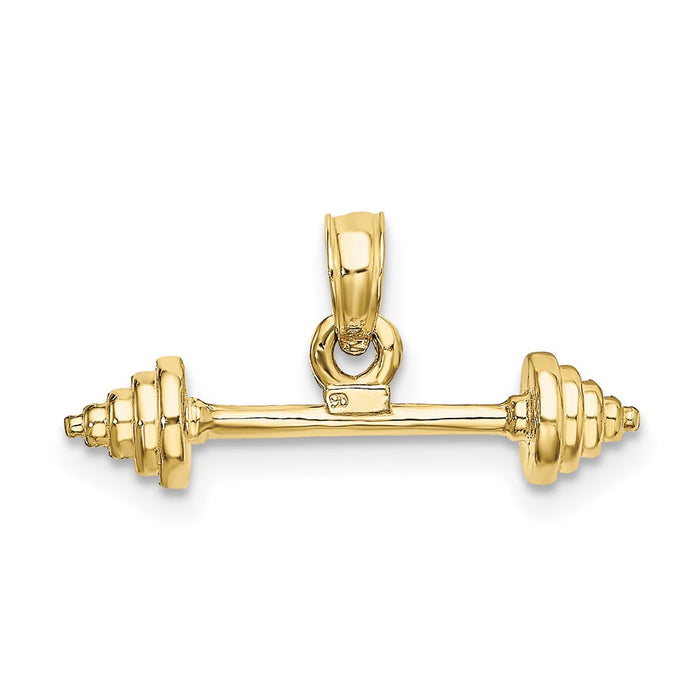 Million Charms 10K Yellow Gold Themed Solid Polished 3-Dimensional Dumbbell Charm