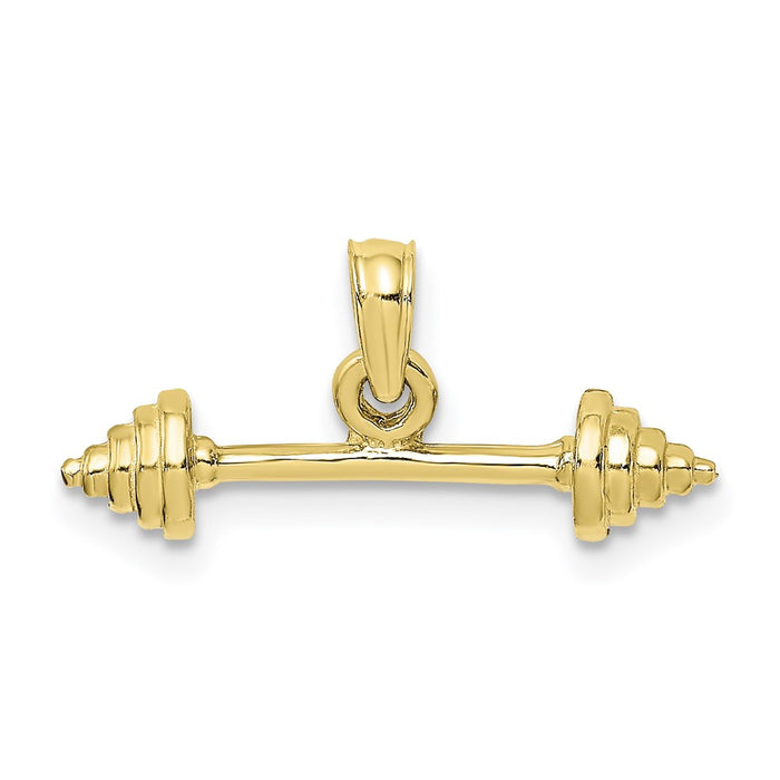 Million Charms 10K Yellow Gold Themed Solid Polished 3-Dimensional Dumbbell Charm