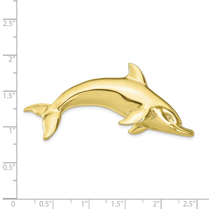 Million Charms 10K Yellow Gold Themed Fits Up To 6Mm, 8Mm Swimming Dolphin Slide