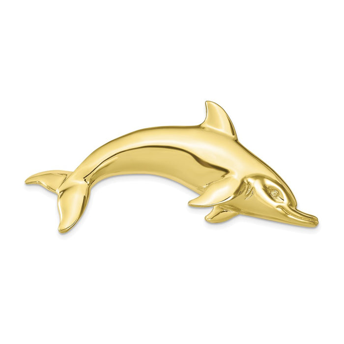 Million Charms 10K Yellow Gold Themed Fits Up To 6Mm, 8Mm Swimming Dolphin Slide