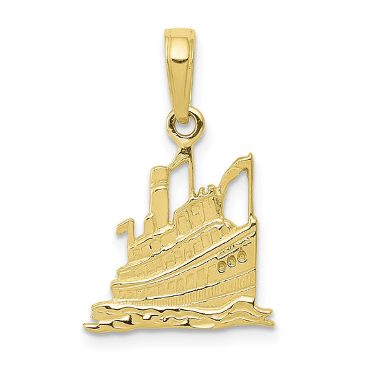 Million Charms 10K Yellow Gold Themed Cruise Ship Pendant