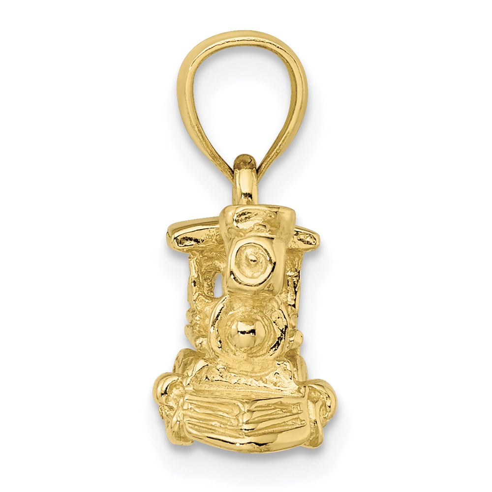 Million Charms 10K Yellow Gold Themed 3-D Locomotive Pendant