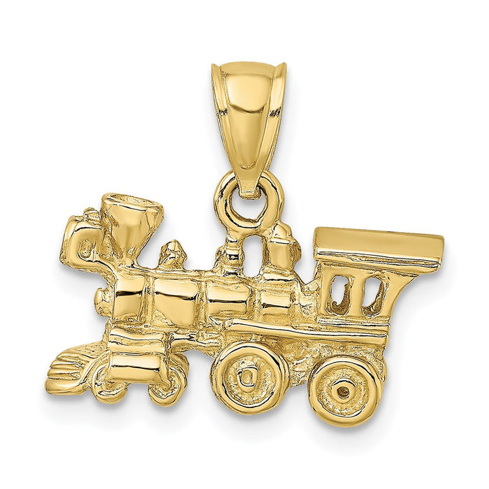 Million Charms 10K Yellow Gold Themed 3-D Locomotive Pendant