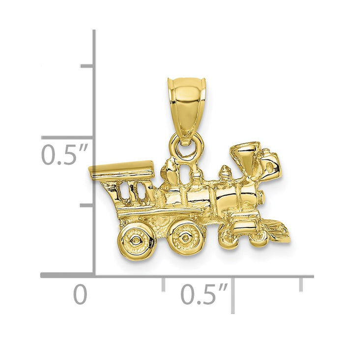 Million Charms 10K Yellow Gold Themed 3-D Locomotive Pendant