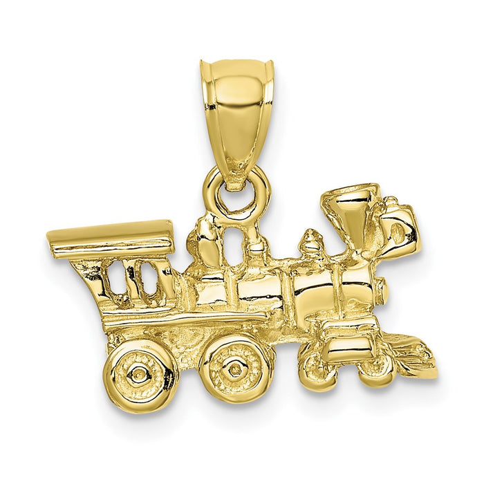 Million Charms 10K Yellow Gold Themed 3-D Locomotive Pendant