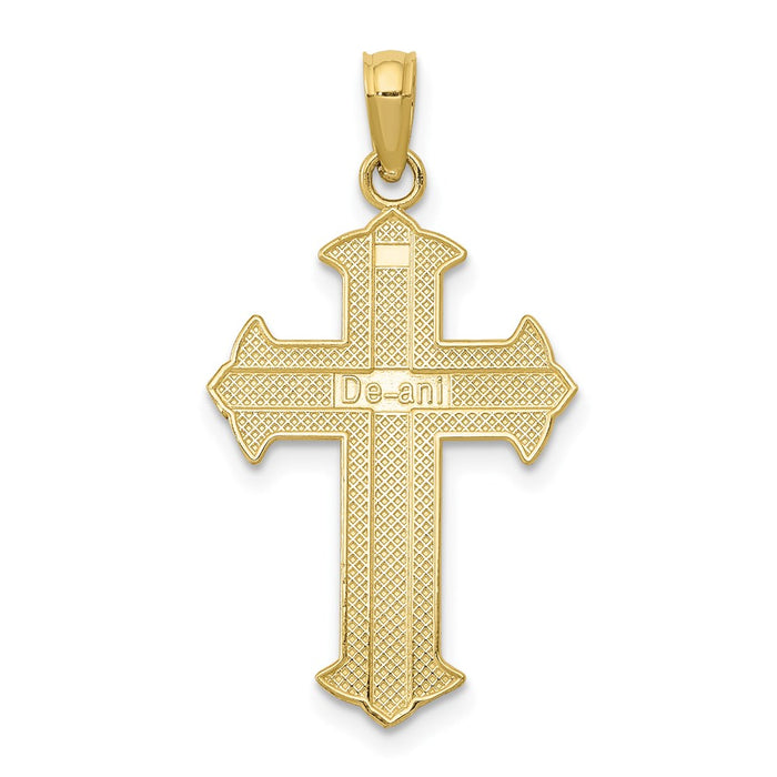 Million Charms 10K Yellow Gold Themed Polished Relgious Cross Pendant