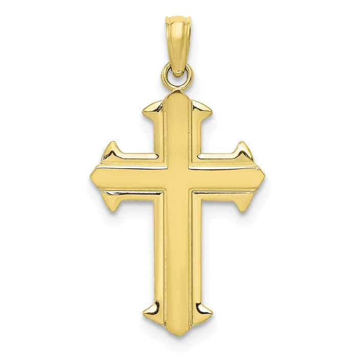 Million Charms 10K Yellow Gold Themed Polished Relgious Cross Pendant