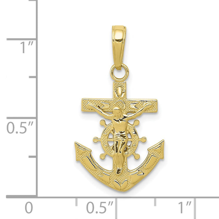 Million Charms 10K Yellow Gold Themed Mariners Relgious Crucifix Pendant