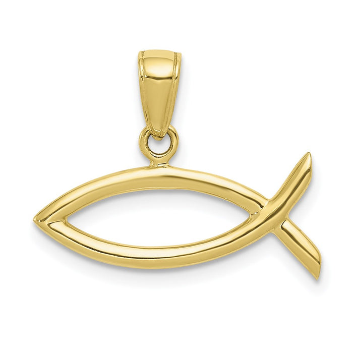 Million Charms 10K Yellow Gold Themed Ichthus Fish Pendant