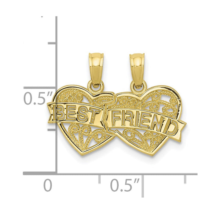 Million Charms 10K Yellow Gold Themed Best Friend 2 Piece Break-A-Part Charm