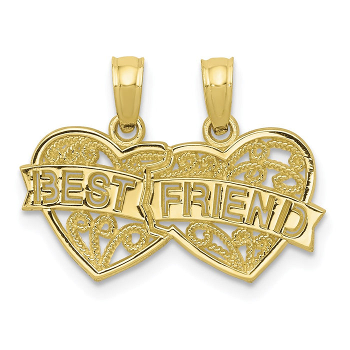 Million Charms 10K Yellow Gold Themed Best Friend 2 Piece Break-A-Part Charm