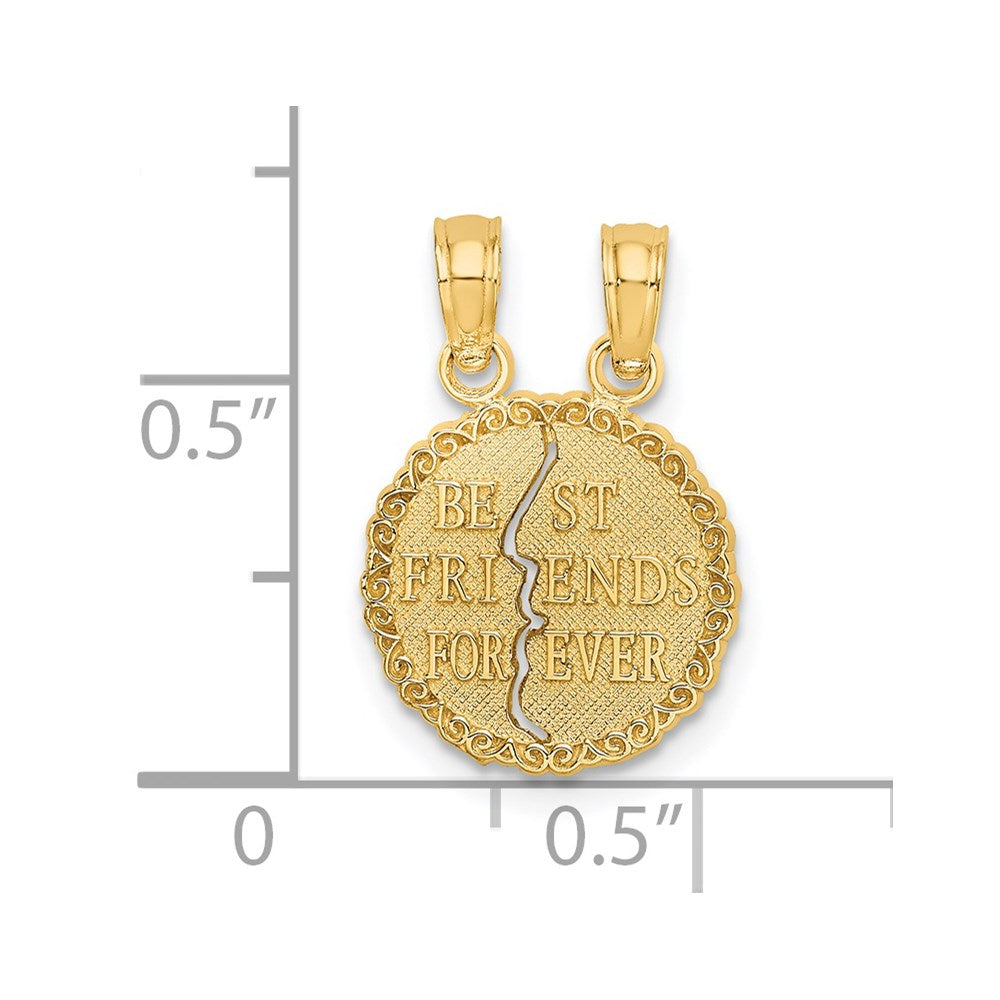 Million Charms 10K Yellow Gold Themed Best Friends Forever Break Apart Pendant