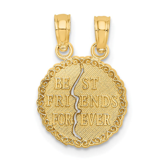 Million Charms 10K Yellow Gold Themed Best Friends Forever Break Apart Pendant
