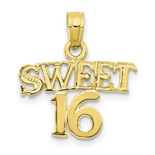 Million Charms 10K Yellow Gold Themed Sweet 16 Birthday Pendant