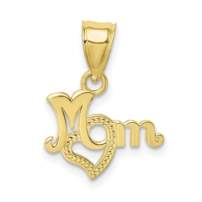 Million Charms 10K Yellow Gold Themed Mom With Heart Pendant