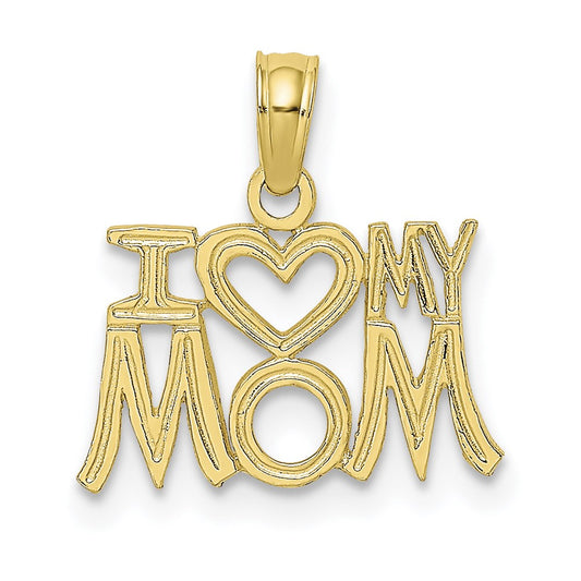 Million Charms 10K Yellow Gold Themed I Heart My Mom Pendant