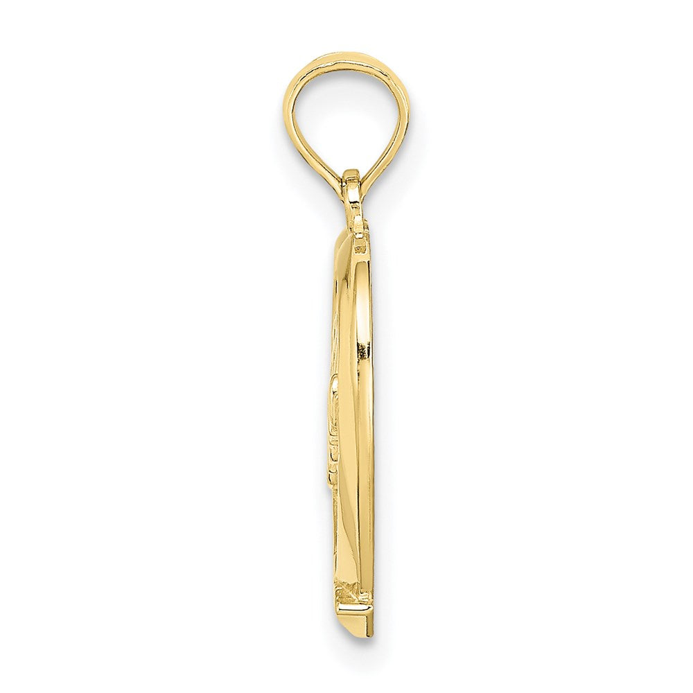 Million Charms 10K Yellow Gold Themed #1 Mom In Heart Pendant