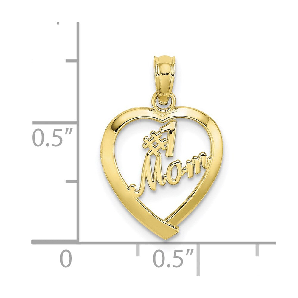 Million Charms 10K Yellow Gold Themed #1 Mom In Heart Pendant