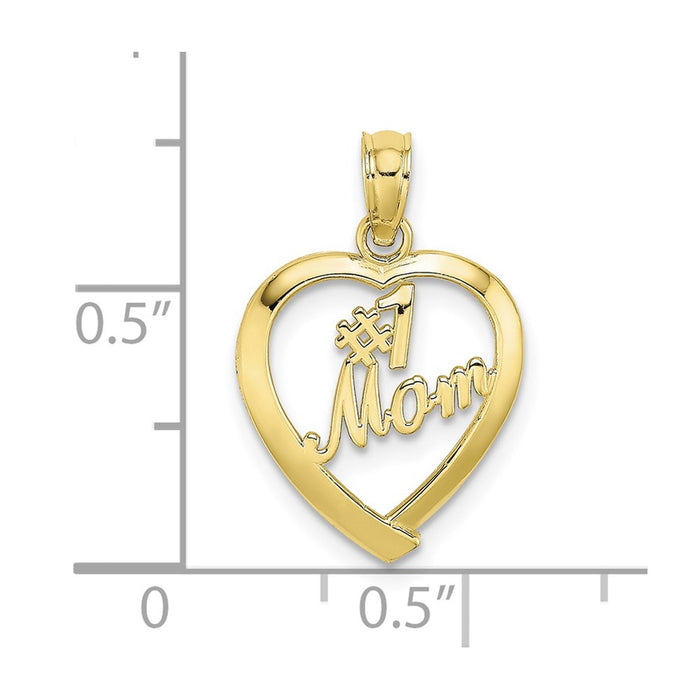 Million Charms 10K Yellow Gold Themed #1 Mom In Heart Pendant