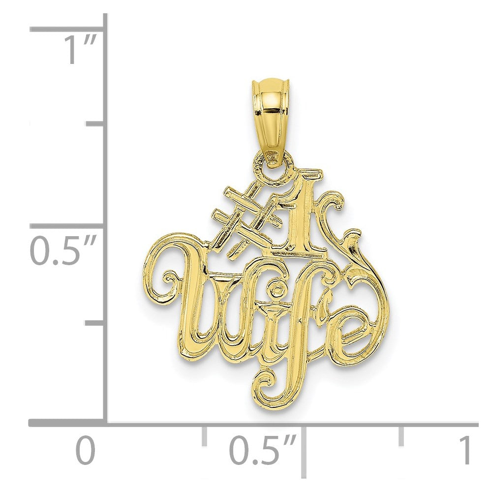 Million Charms 10K Yellow Gold Themed #1 Wife Pendant