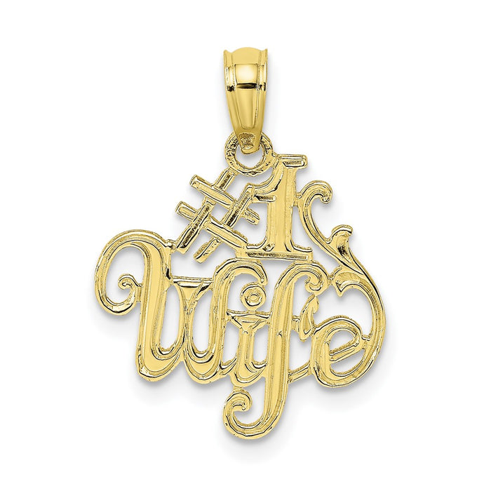 Million Charms 10K Yellow Gold Themed #1 Wife Pendant