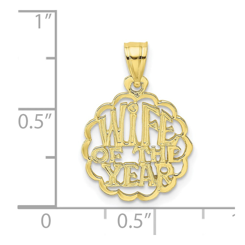 Million Charms 10K Yellow Gold Themed Wife Of The Year Pendant